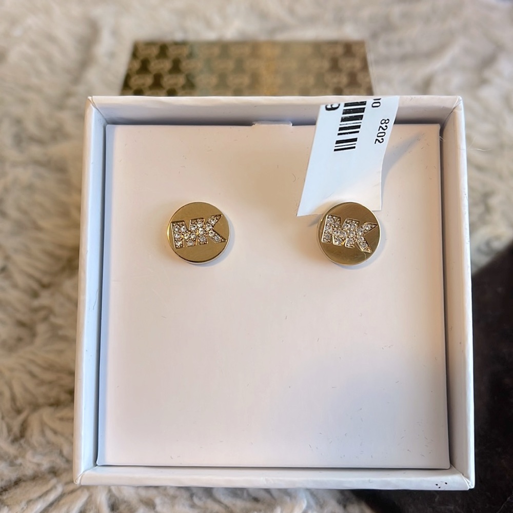 NWT Michael Kors gold pave earrings